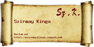 Szirmay Kinga névjegykártya